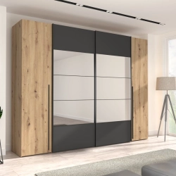 Szafa ubraniowa 270 cm Dąb Artisan/Czarny